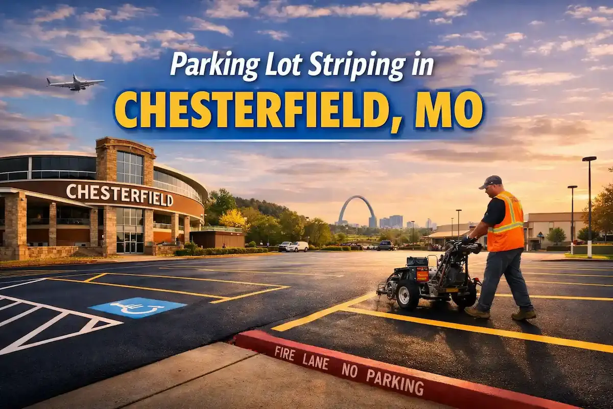Parking lot striping in Chesterfield, Missouri