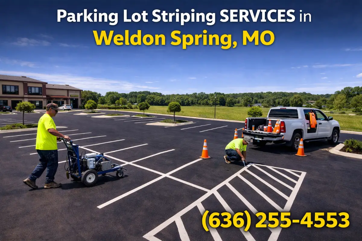 Parking lot striping in Weldon Spring, Missouri