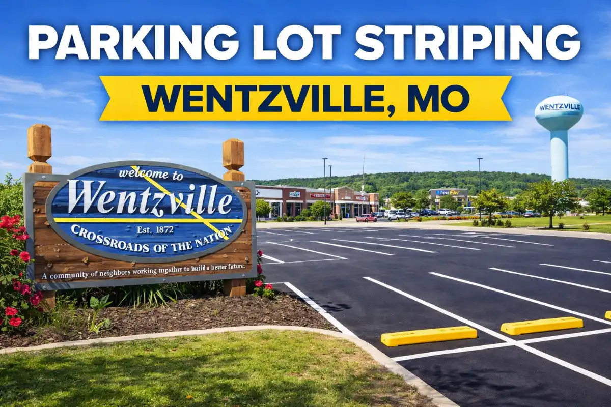 Parking lot striping in Wentzville, Missouri